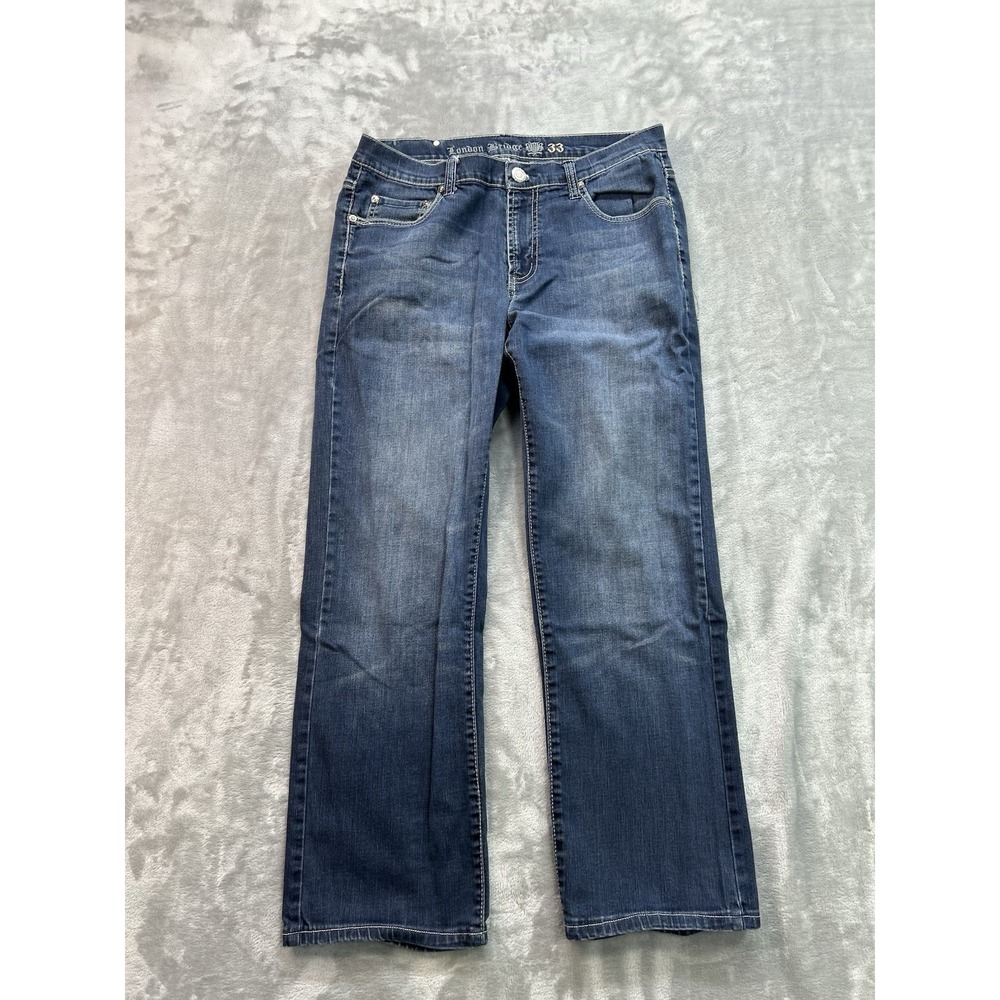 Mens Bootcut Jean Sz 33x29 Blue Whiskered Western Cowboy London Bridge Duke